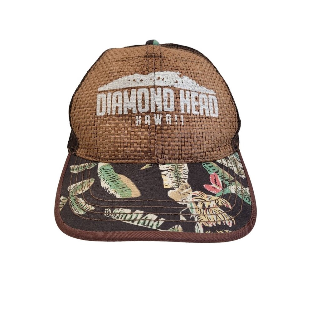 VTG Diamond Head Hawaii COBRA Brown Mesh Trucker Hat With Woven Wicker Details